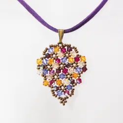 Pendant 45cm - Malvina Grapes-Purple Suedine - Pendant 45cm - Laiton bronze